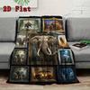 Elephant Art Collection 2D Flat Pattern Flannel Blanket, High quality All Seasons, Home Decor, Warmth and Comfort, Perfect for Christmas Gifts.