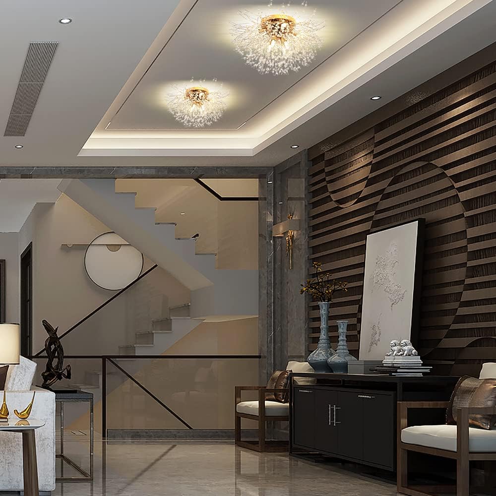 Modern Crystal Chandeliers Ceiling Light, Fireworks Chandelider, Gold Crystals Ceiling Lights, 8 G9 LED, For Living Room, Bedroom, Dining Room