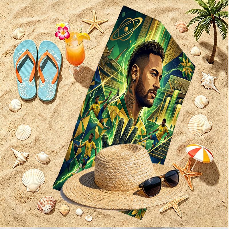 Neymar Jr Print Beach Towel, Versatile Lightweight Absorbent Beach Towel for Pool Surf Yoga Bathroom, Perfect Birthday Holiday Gift