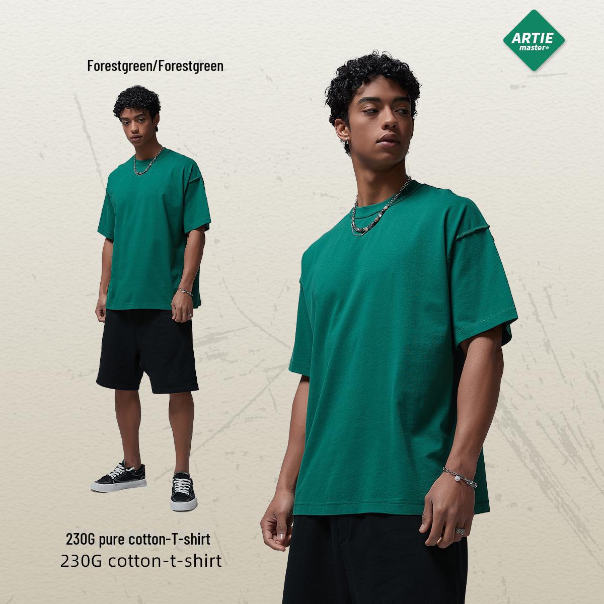 

ARTIE мужская футболка весна/лето 2024 с бахромой на воротнике, уличная мода, стираная, с коротким рукавом S лес зеленый
