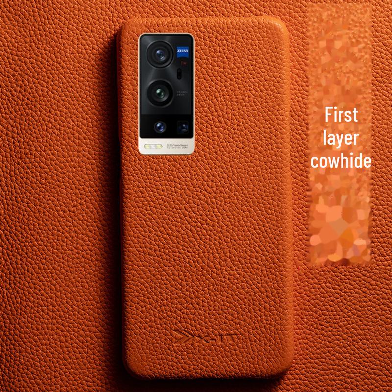 Echtes Leder halbverpackte Top-Layer Rindslederhülle für vivoX90Pro, x80, x70, x50. Schützt vor Stürzen mit einem trendigen Design.