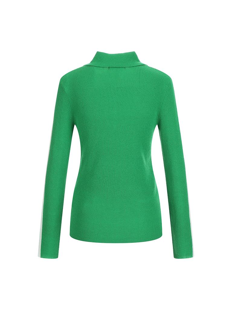MILES AND MILES AND MILES Long Collar 100% Wool Knit_Green