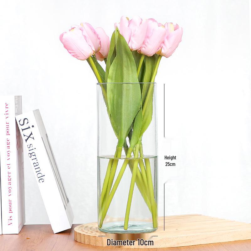 Lucky Bamboo Straight Glass Hydroponic Vase - Simple & Creative Micro Landscape Ornament