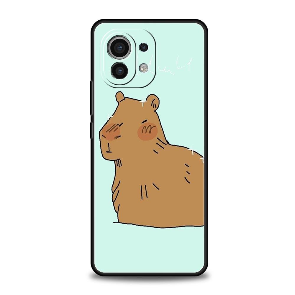 

Phone Case For Xiaomi Mi 14 13 12 11 Lite 13T 12T 11x 11T 10T Pro 9T Note 10 Lite Soft Silicone Black Cover Cartoon Capybara Mi 10T Lite 5G