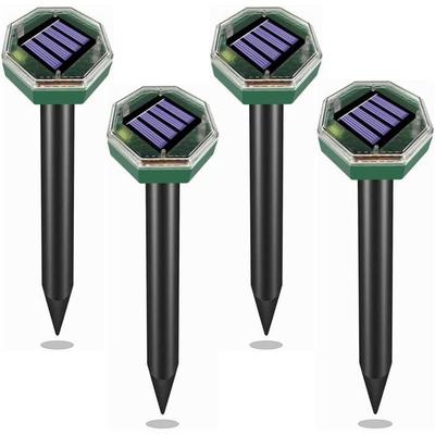 Solar Mole Repellent,Set of 4 Ultrasonic Mole Repellent,Repellent for Anti Mole,Ultrasonic Repellents for Anti Gopher,Repulsi A11