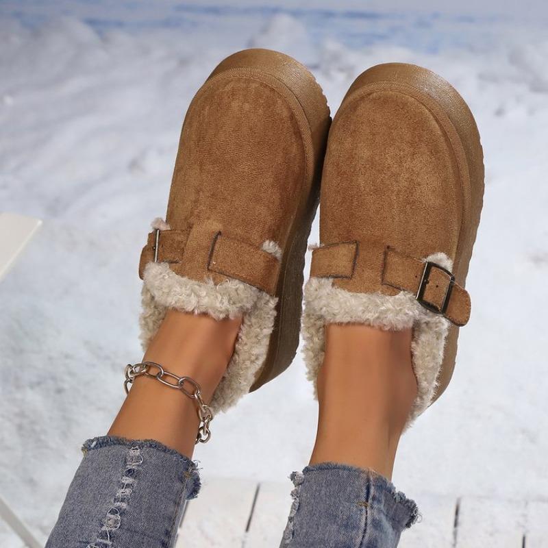 

Модные зимние женские ботинки 2025 года, новая платформа, пушистые слипоны, ленивые теплые, с плюшевой подкладкой, утолщенные хлопковые туфли 41