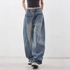 High-Waisted Wide-Leg Denim Pants Women 2026 Relaxed Fit Straight Cut Vintage Blue Cotton Jeans