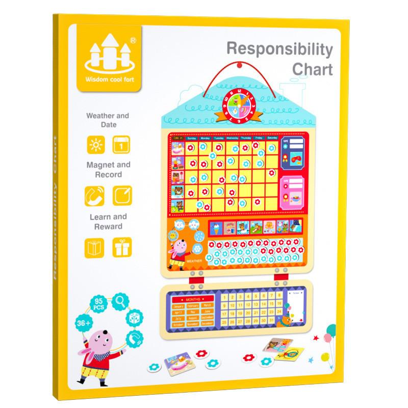 Wooden Kids Behavior Record Chart With Stickers For Early Education Self Control