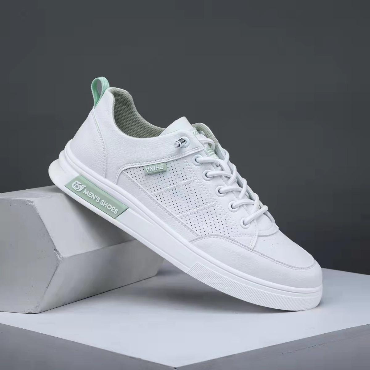 Модные молодежные универсальные кроссовки для сноуборда трендовые мужские туфли дышащие перфорированные туфли на одну ногу со стременем на плоской подошве белого цвета 39 зелёный 2298₽