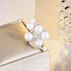 CMM Adjustable Size Unique Creative Design Shiny White Cubic Zirconia Engagement Artificial Pearl Rings for Women