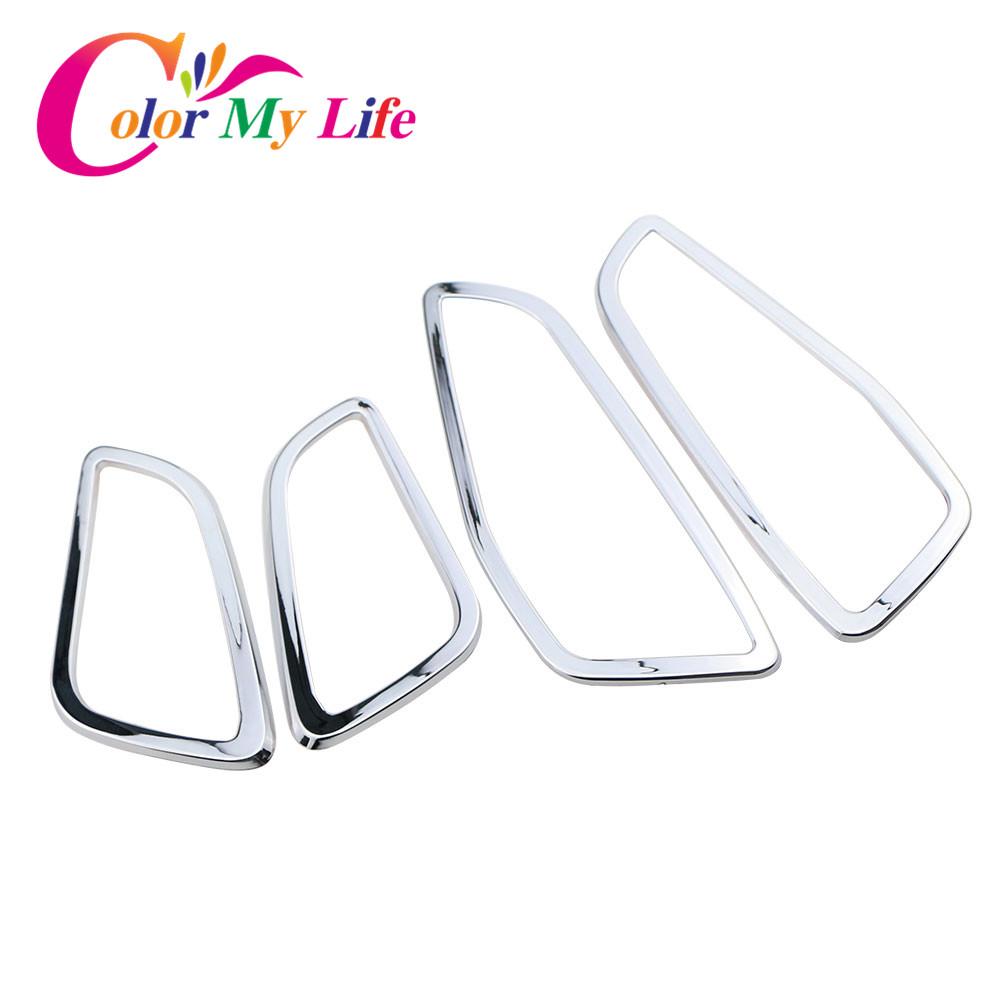 ABS Chrome Inner Door Handle Decorative Sequins Armrest Decoration Stickers Trim for Ford Kuga Escape 2014 -