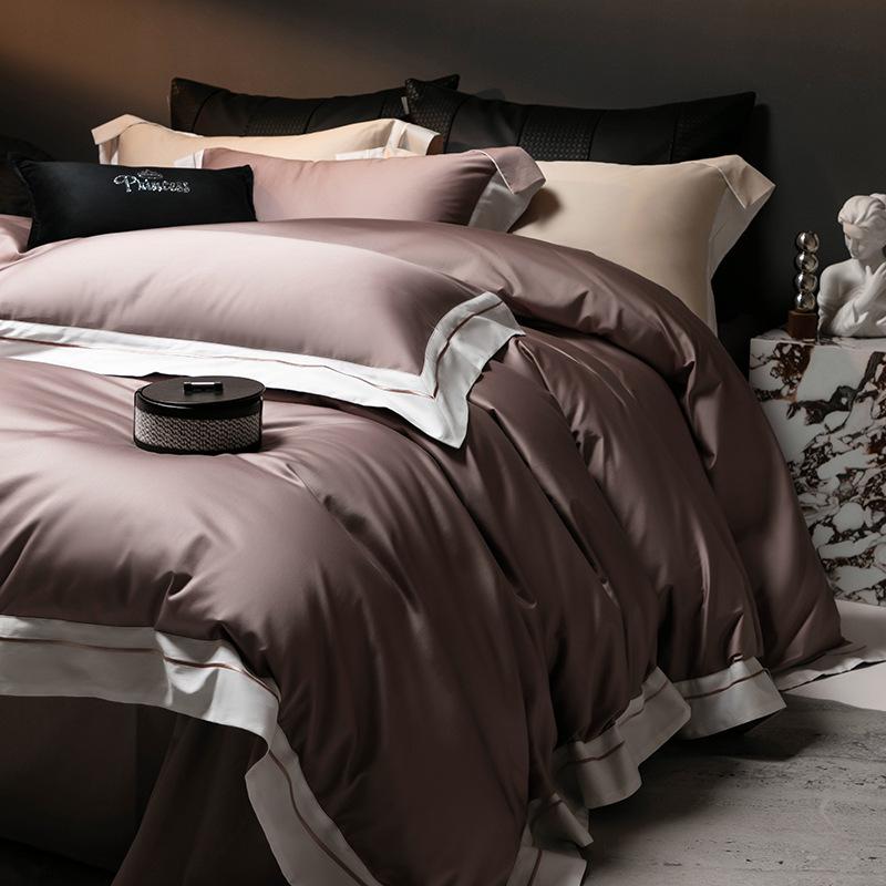 

Легкая роскошь 240 хлопок длинноволокнистый хлопок 4 предмета комплект, чистый хлопок приятный к коже простыня пододеяльник, модель для матраса, однотонное постельное белье 1.8m Sheet 4pc Quilt2*2.3m