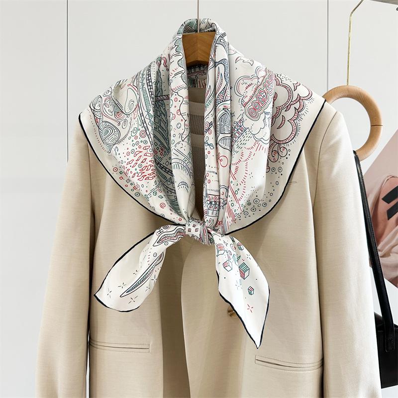 Premium 111 Silk 91cm Twill Silk Large Square Scarf Temperament Light Luxury Thin Silk Scarf Scarf Shawl Women