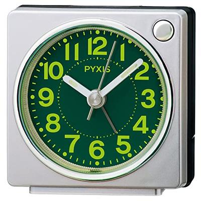 Sveglia Orologio da Tavolo Analogico Luce Quadrante in Resina Concentrante Argento Metallizzato 65 x 64 x 38mm PYXIS NR450S