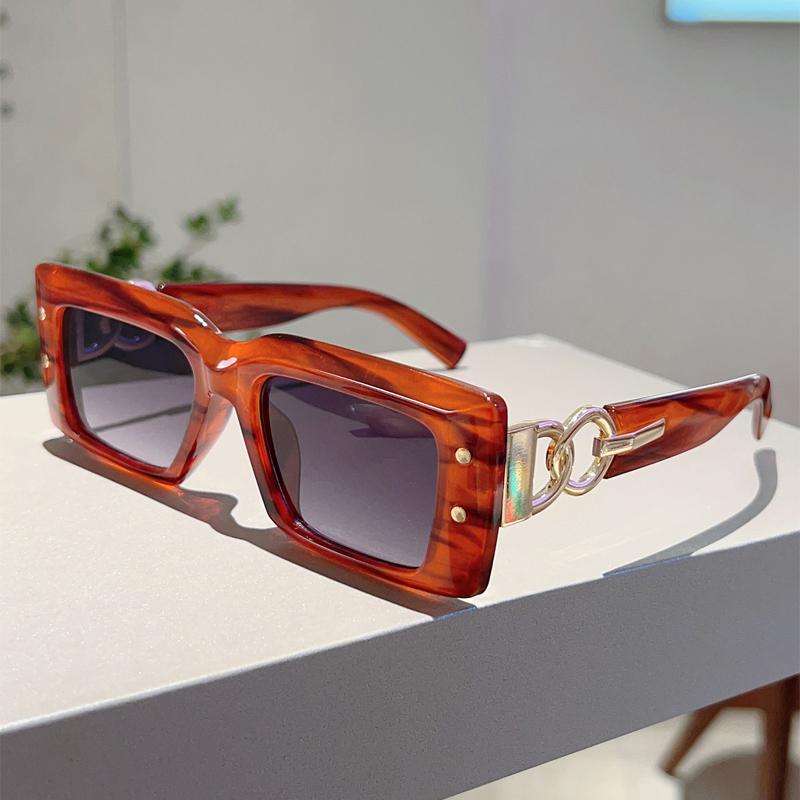 Vintage Rectangle Black Shades Women Trendy Retro Punk Decor Sunglasses Stylish Leopard Vacation Beach Sun Glasses