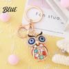 Owl Keychain with Enamel Accents Sparkling Rhinestone Car Key Ring