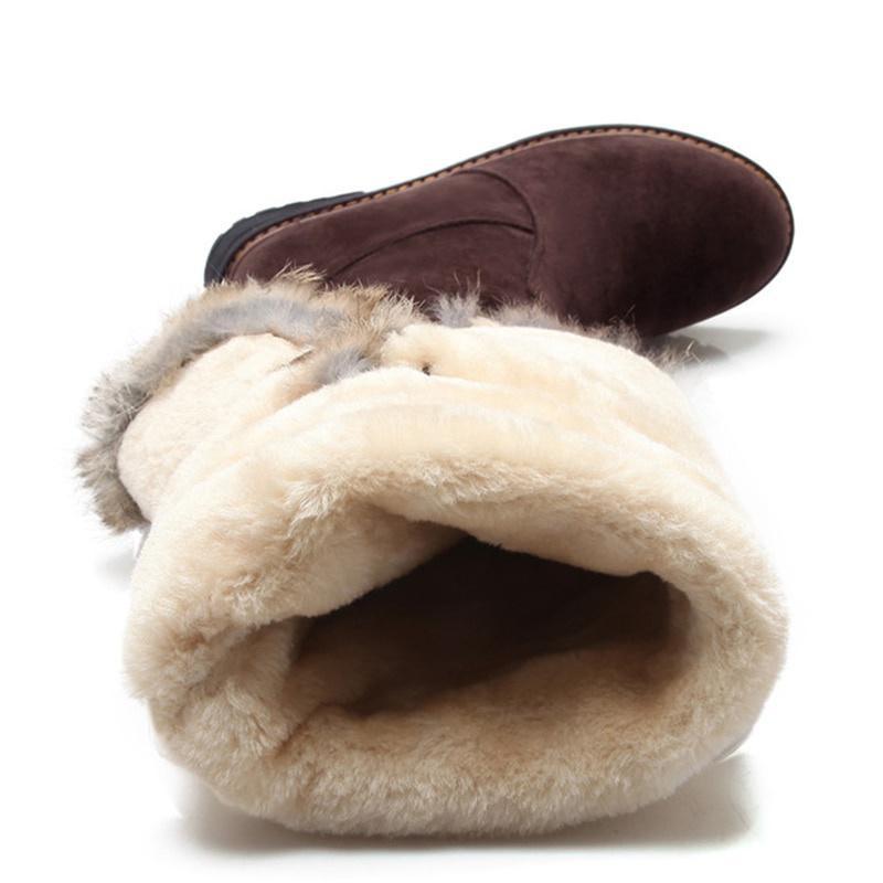 Warm Snow Boots Women Winter Shoes Suede Knee High Boots Ladies Fashion Low Heels Warm Fur Plush Long Boots Female