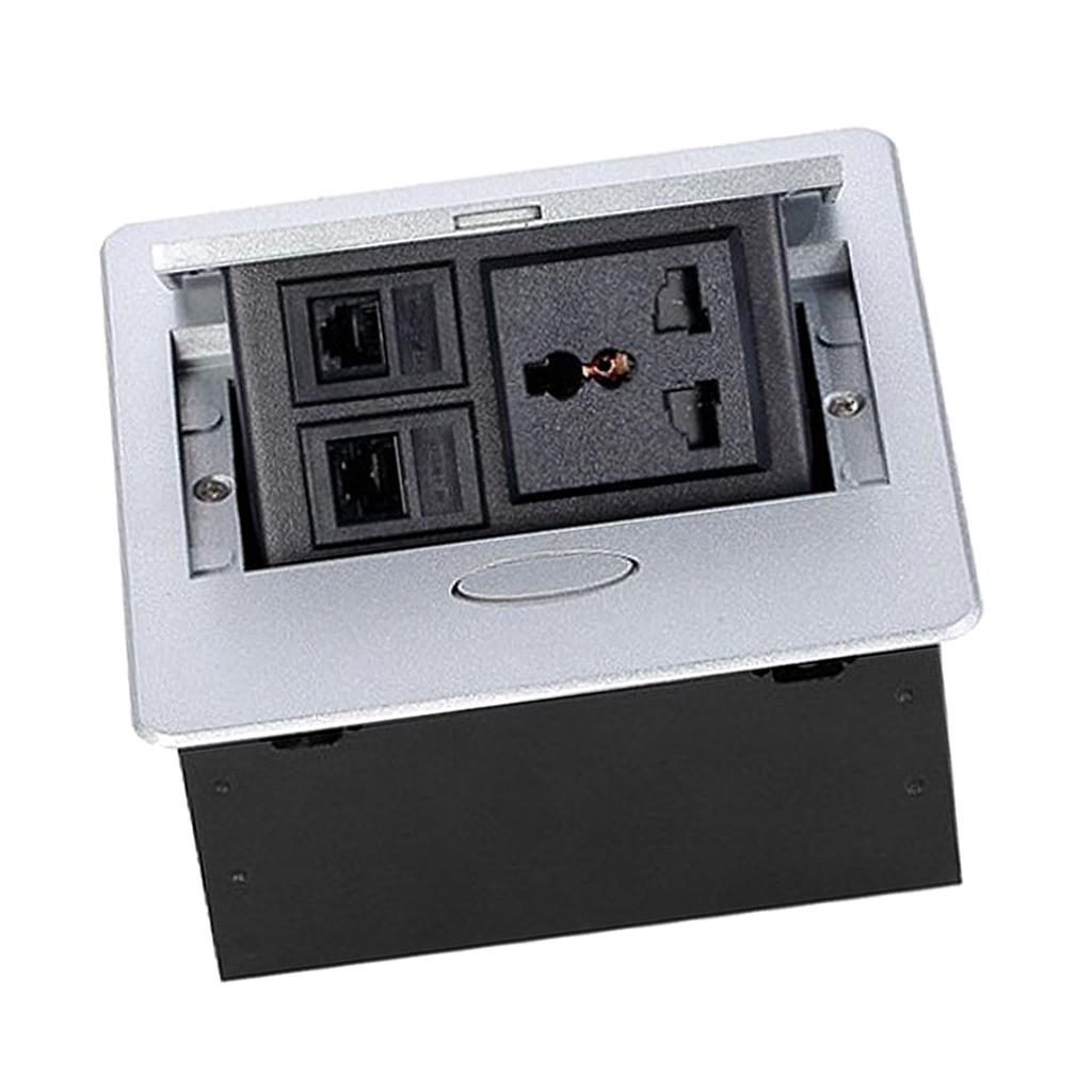 Table Connection Box Conference Room Countertop Desktop Socket Electrical Outlet Strip With 2 Networ