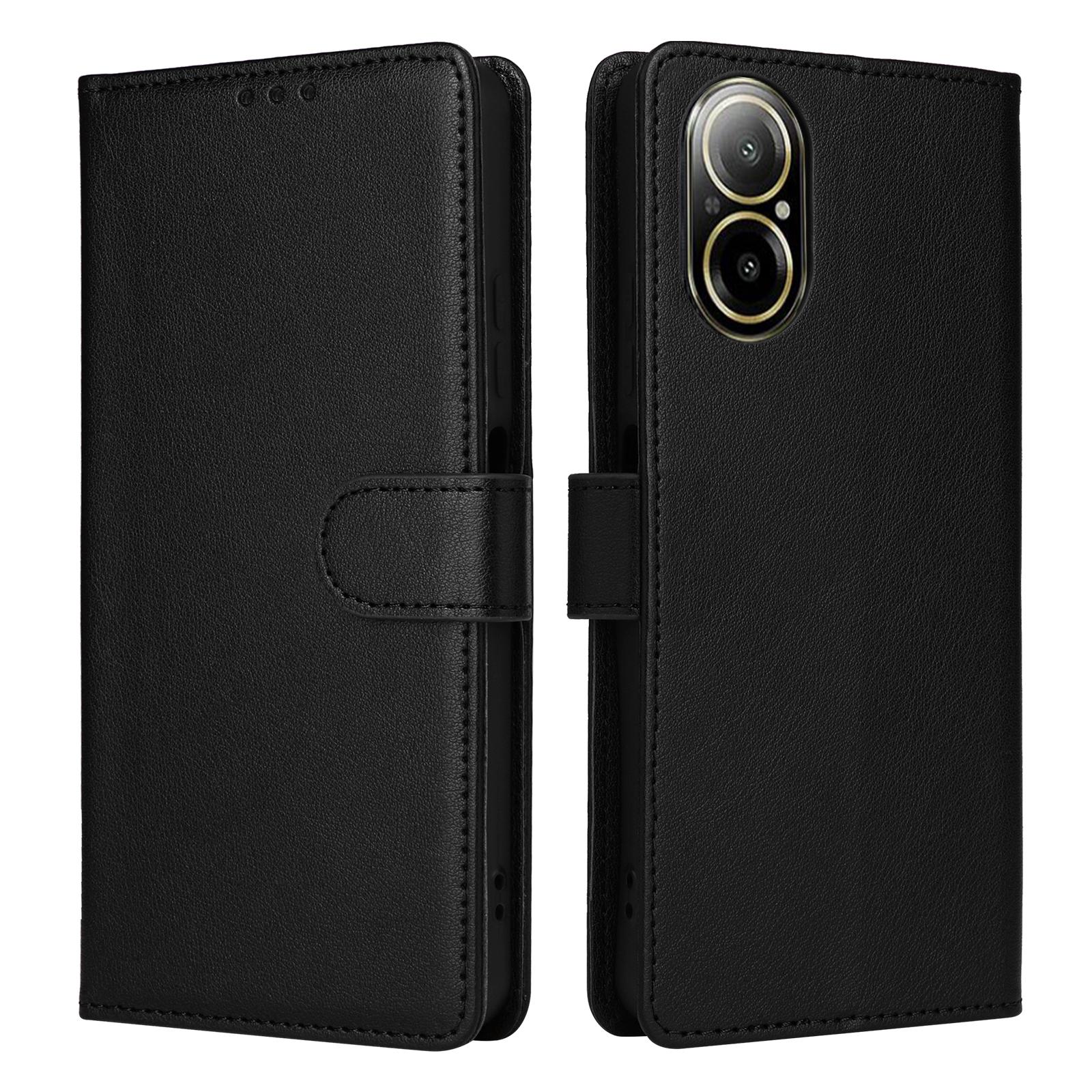 

Для Realme C67 4G/12 Lite 4G Чехол Кошелек Подставка Вид PU Кожа Чехол для телефона с ремешком на запястье Black