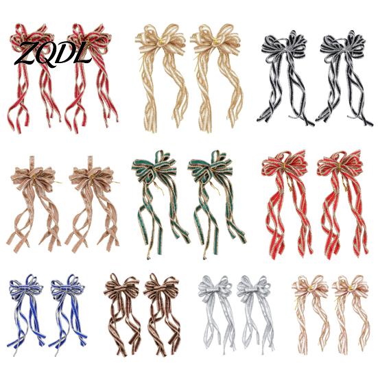 Hanging Bows for Christmas Trees 2 Pcs Velvet Bows, Shiny Bow Tree Decoration Vintage Style Topper Wreath, Garland, Xmas Party, Wedding, Baby Shower,