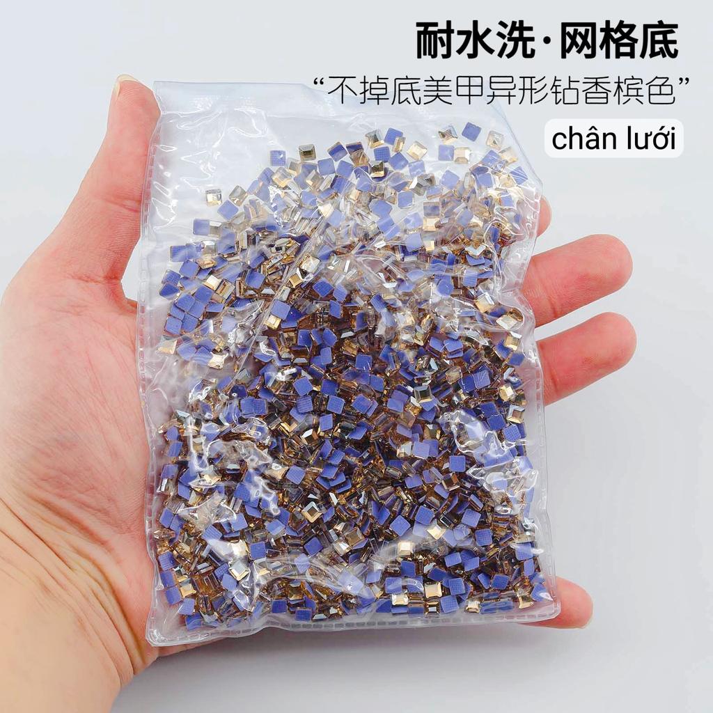Mesh Bottom Nail Art Diamond, Champagne Special-Shaped Diamond, Small Size, No Bottom Nail Drill, Washable Flat Bottom Special-Shaped Whole Batch