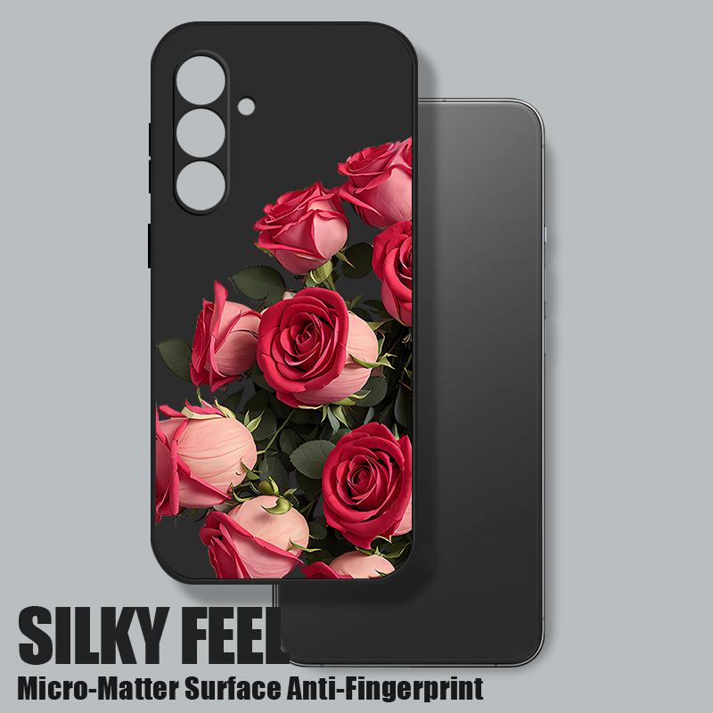 Lanyard Soft Case For Samsung Galaxy S24 S25 Ultra S23 S22 Ultra S21 S20 FE A14 A34 A15 A35 A52 A53 A54 A55 5G A16 A36 A56 Rose Flowers Case Cover