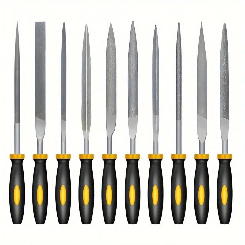 

10pcs High Carbon Steel Files with Non-Slip Ergonomic Handles for Precise Filing on Wood Plastic Model Premium Needle File Set 140 MM