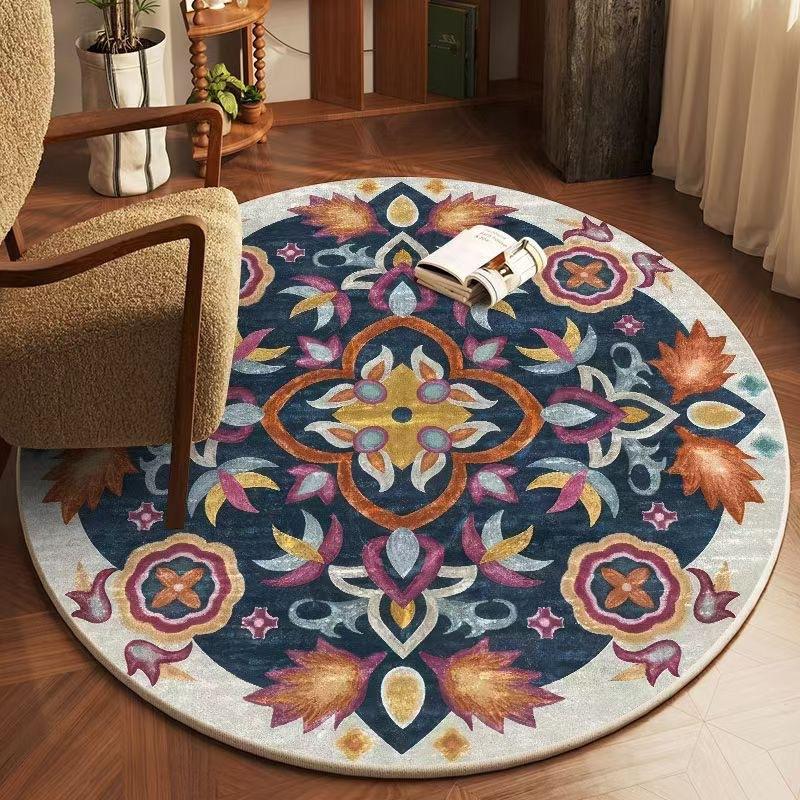 Ethnic Style Round Floor Mat Mandala Living Room Coffee Table Blanket Home Bedroom Bedside Blanket Hotel Guesthouse Carpet
