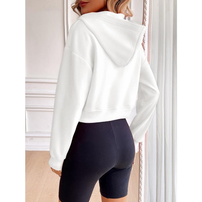 Women's Fashion Casual Solid Color Print Long Sleeve Hooded Hoodies & Sweatshirts