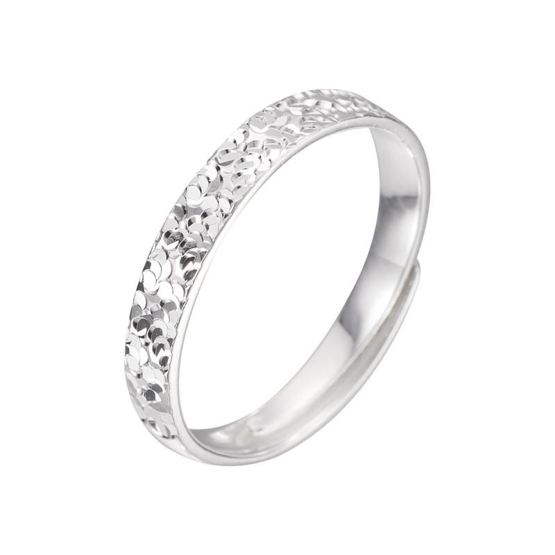 Adjustable Hammered Texture Geometric Couple Ring Men Women 99 Polished Minimalist Fashion Jewelry
