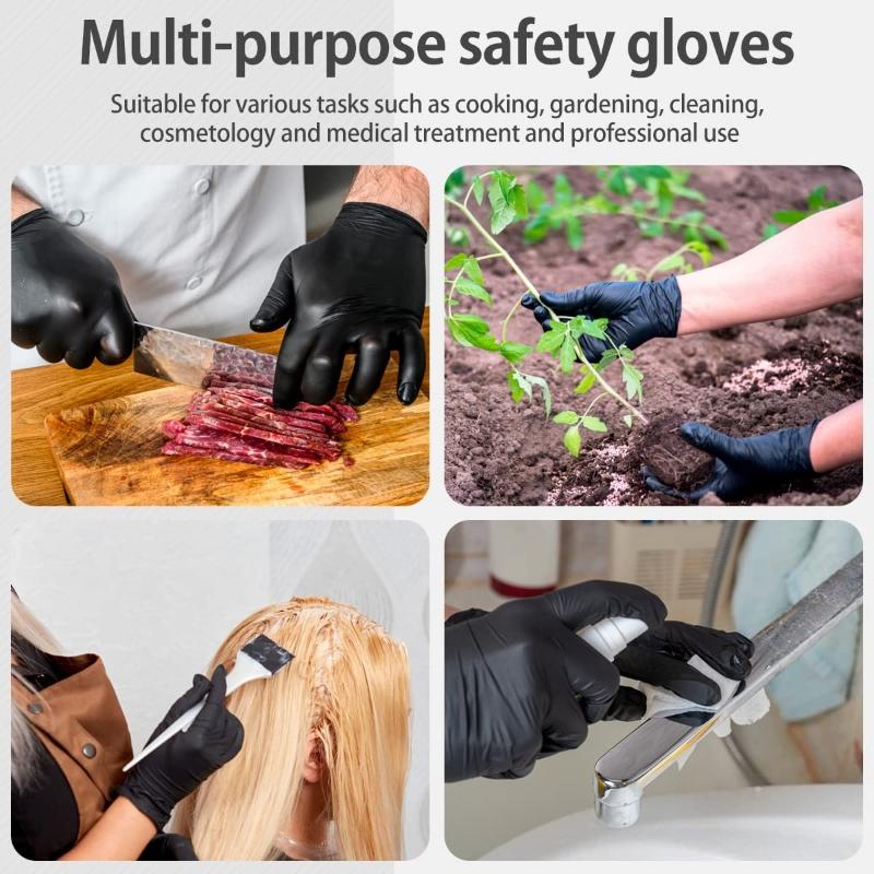 20/50PCS Black Disposable Nitrile Gloves Latex Free Household Cleaning Gloves for Kitchen Garden Mechanic Working Tatoo Gloves
