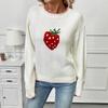 Strawberry Jacquard Knitted Sweater Autumn and Winter New European and American Crew Neck Sewing Pullover Sweater