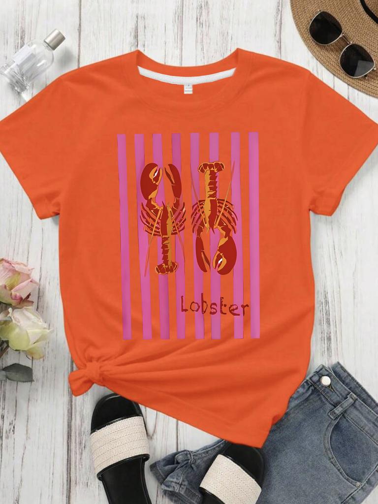 Sommermode Bedruckte T-Shirts Damen Lässige Kurzarmshirts Wild Rundhals-T-Shirts Bequeme und Weiche Stretch-T-Shirts