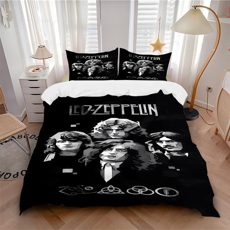 Zeppelin Rock Legends Print 3Pcs Bedding Setduvet Cover With 2 Bedropillowcase Home Birthday Gift