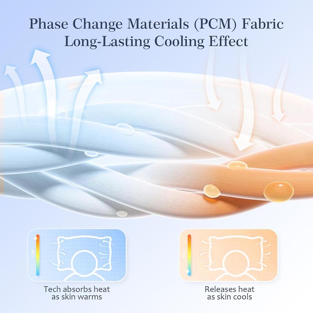 LUXEAR PCM Cooling Pillow Cases, 2 Pack Arc-Chill Q-Max>0.5 Ultra Cool Pillowcases with PCM Print Wick Moisture, Hidden Zipper Cold Pillow Protector