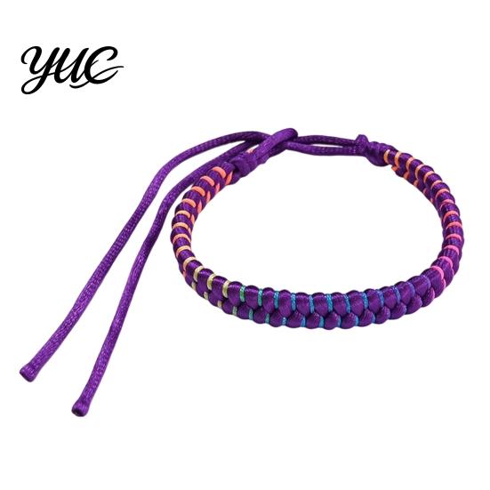 Cavigliere Intrecciate Minimaliste Bracciale da Surfista, Braccialetti Colorati Regolabili Fatti a Mano per Amicizia Donna Boho Polso Uomo Cavo in Poliestere Resistente Polso