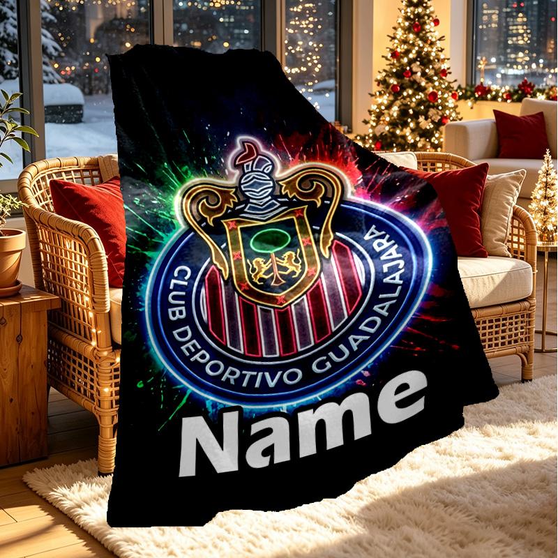 Custom Name Personalized Club Deportivo Guadalajara Print Blanket, Home Decor, Bedroom, Sofa, Camping, Couch, Gifts for Birthday ChristmasEnthusiasts