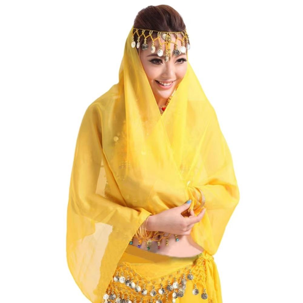 Chiffon Belly Dancing Scarf Solid Color Women Headdress New Indian Dance Headband  Show Costumes