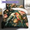 Flower Parrot  Pattern Bedding Quilt Set  Home Decoration  Gift (1 * Duvet Cover + 2 * Pillowcase, Without Core)