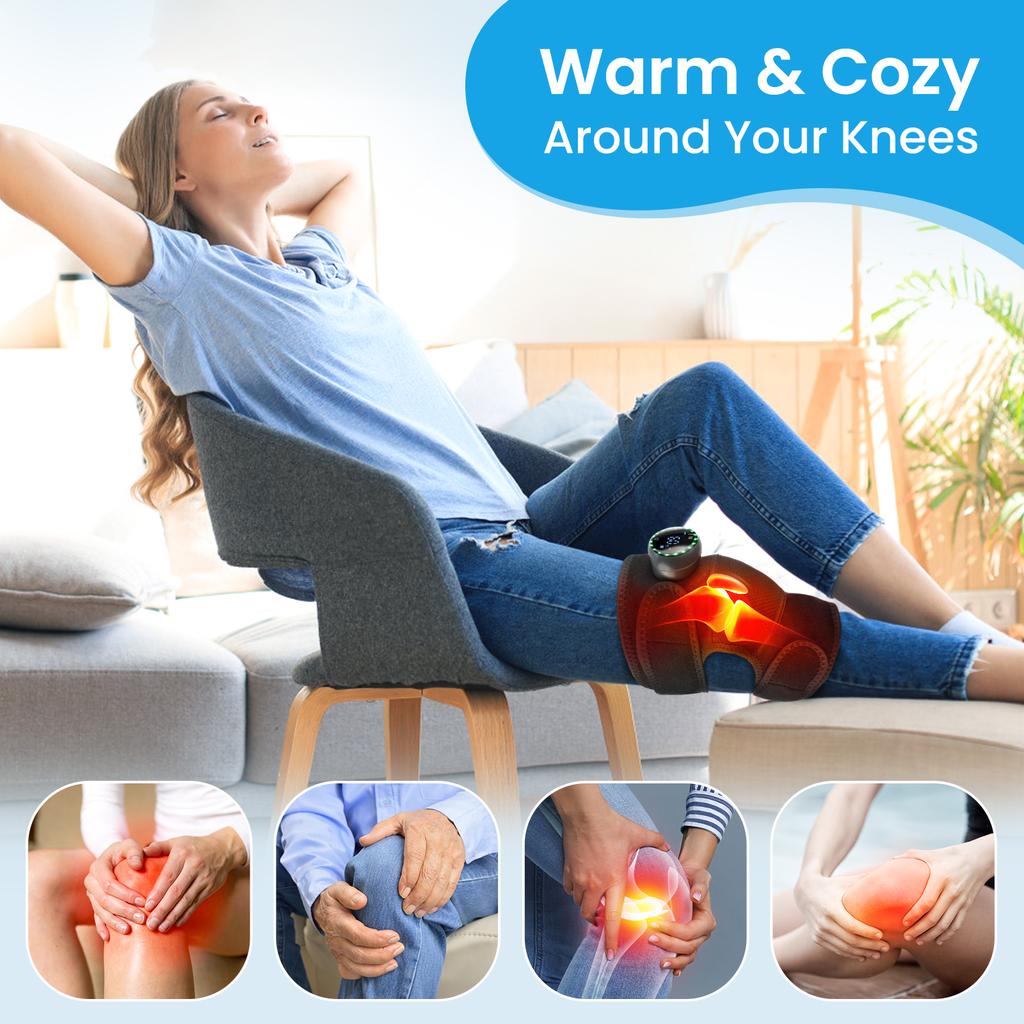 3 in 1 Electric Heating and Vibration Knee Elbow Shoulder Wrap, Mugwort Hot Compress Knee Heated Pads Leg Massager