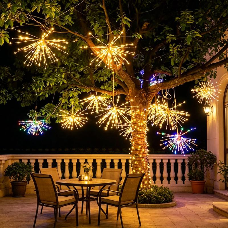 Waterproof Solar Firework LED Lights: Outdoor Colorful String Lights for Courtyard, Garden, and Tree Decoration