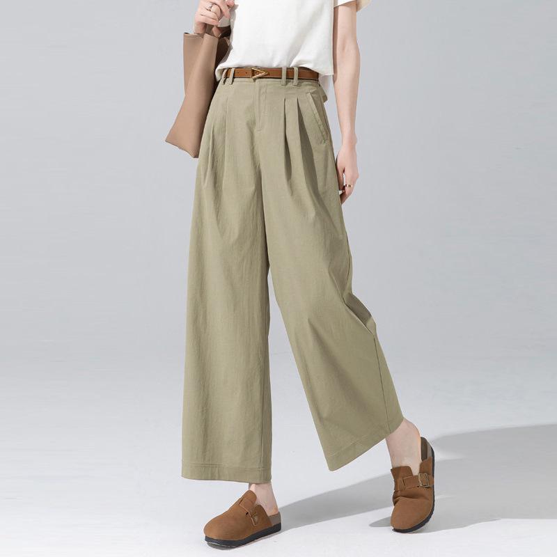 Auroral Style Khaki Green Ultra Anti-Wrinkle Women's Wide-Leg Pants - Soft, Comfortable, and Stylish for 2026 Spring/Summer.