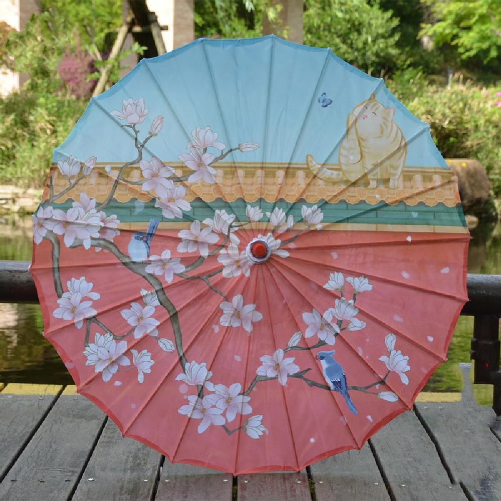 

Японский зонтик от солнца, китайский танцевальный зонт, ветрозащитный зонтик, женский фея, древний Ханфу, реквизит для косплея, УФ-солнце, масляный бумажный зонт