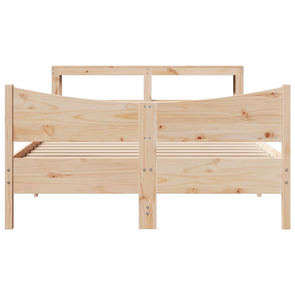 Vidaxl Rama Łóżka Z Wezgłowiem, 140X190 Cm, Lite Drewno Sosnowe