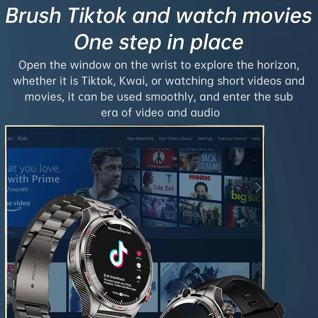Android smartwatch with SIM card, calling, Wi-Fi, GPS, and camera for men.