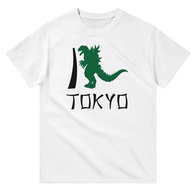 Camiseta "I Love Tokyo" - Diseño de Godzilla, corte clásico, 100% algodón grueso para hombre y mujer.