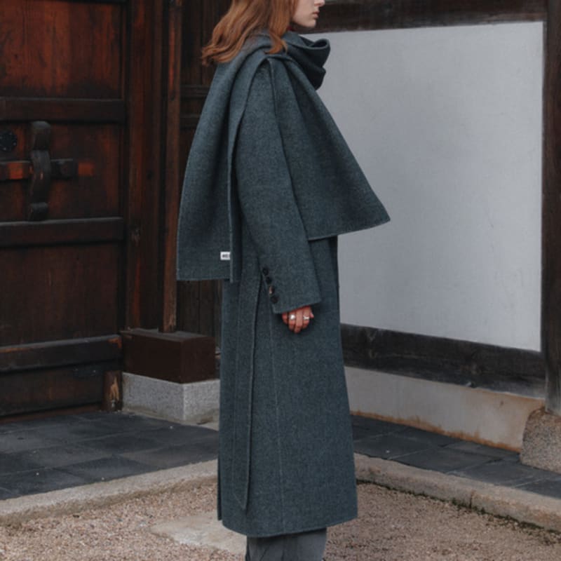 MUSEE RONAN Cashmere Handmade Muffler_Gray