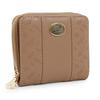 Round Cute Cat Character Floral Embossed [Shanfy] Women's Bi-fold Wallet, Zipper, Compact, Brooch, (Brown)