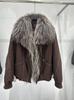 Winter new oversized natural real raccoon fur collar placket jacket women's retro versatile warm down jacket short