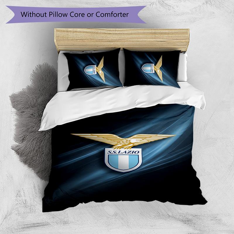 Set Biancheria da Letto 3 Pezzi Stampato Lazio FC Traspirante Copripiumino con Federe Biancheria da Letto Decorativa per Camera da Letto Casa